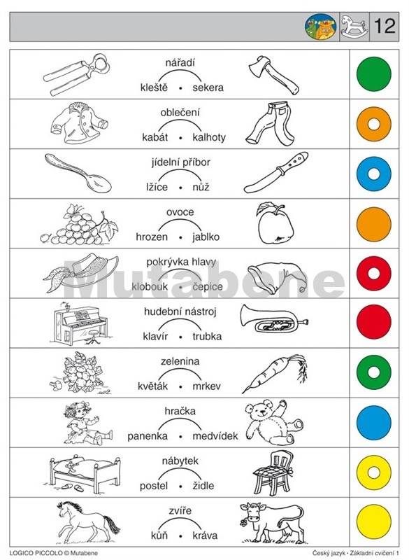 Základní cvičení Rozšíření slovní zásoby Logico Piccolo Mutabene Knihkupectví Daniela