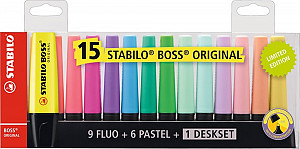 Zvýrazňovač STABILO BOSS ORIGINAL sada 15 ks deskset