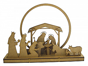 Dřevěná dekorace k dozdobení Aladine - Betlém 50 x 34,5 x 9 cm