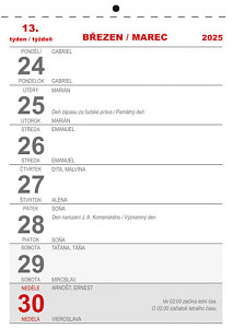 Kalendář nástěnný 2025 - Týdenní trhací kalendář A5 / Týždenný trhací kalendár A5