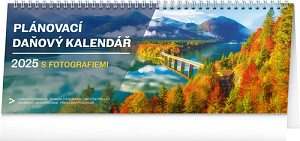 Kalendář 2025 stolní: Plánovací daňový s fotografiemi, 33 × 12,5 cm