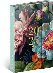 Diář 2025: Květiny - týdenní, magnetický, 11 × 16 cm