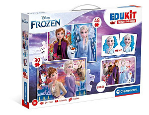 Edukit Frozen 4v1 (pexeso, 48 + 30 puzzle, 6 kostek)