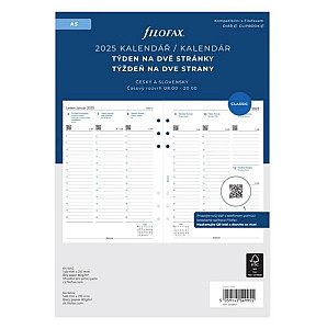 FILOFAX kalendář 2025 A5, týden/2 str, linky, ČJ+SJ