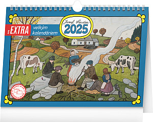 NOTIQUE Stolní kalendář Josef Lada s extra velkým kalendáriem 2025, 30 x 21 cm