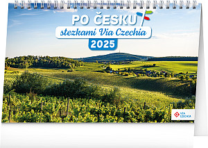 Stolní kalendář Po Česku stezkami Via Czechia 2025, 23,1 × 14,5 cm