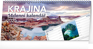 NOTIQUE Stolní kalendář Krajina 2025 – 14denní, 33 x 14,5 cm