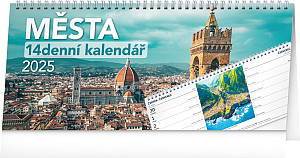 NOTIQUE Stolní kalendář Města 2025 – 14denní, 33 x 14,5 cm