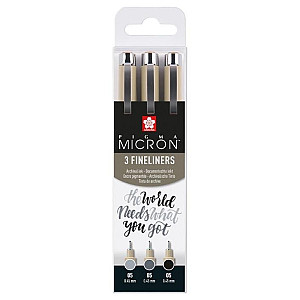 Sakura Set Pigma Micron Black and Gray 3 ks