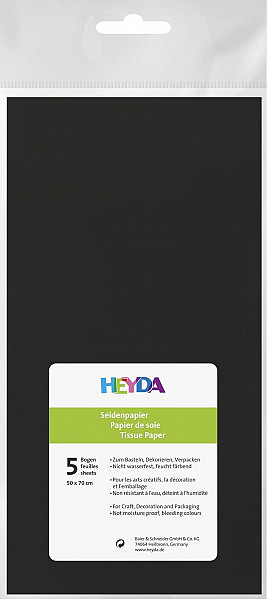 HEYDA Hedvábný papír 50 x 70 cm - černý 5 ks
