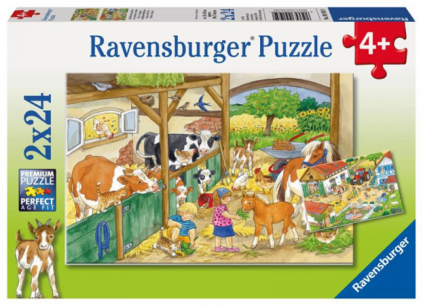 Ravensburger Puzzle - Den na farmě 2 x 24 dílků