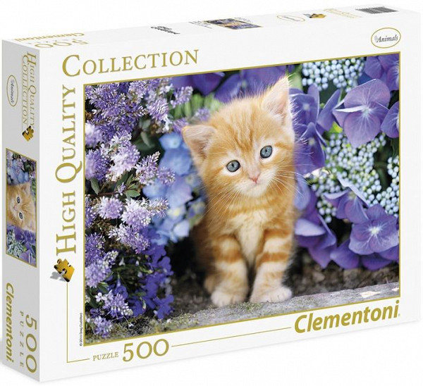 Clementoni Puzzle Kotě v květinách / 500 dílků