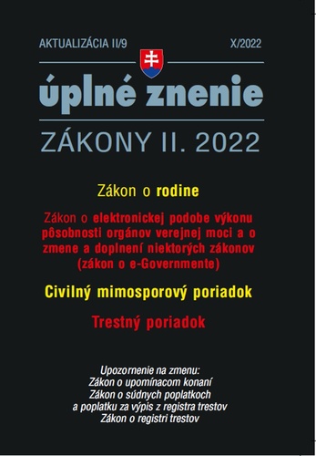 Aktualizácia II/9 2022 – e-Government a Civilný mimosporový poriadok