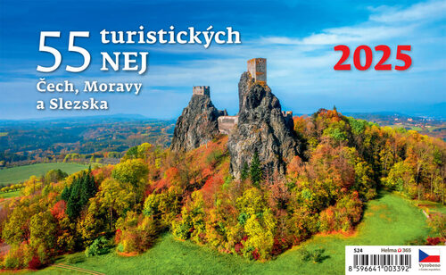 Kalendář stolní 2025 - 55 turistických nej Čech, Moravy a Slezska