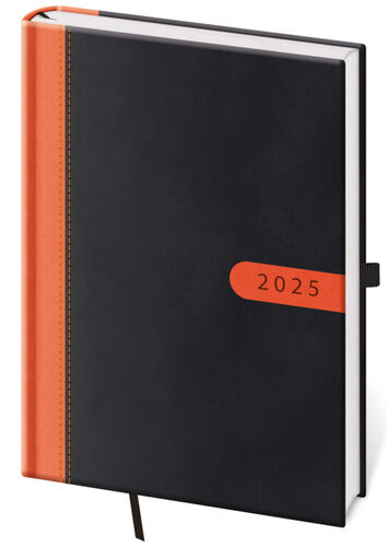 Diář 2025 Bora denní A5 černo/oranžová