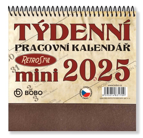 Pracovní kalendář 2025 Retro Mini - stolní kalendář