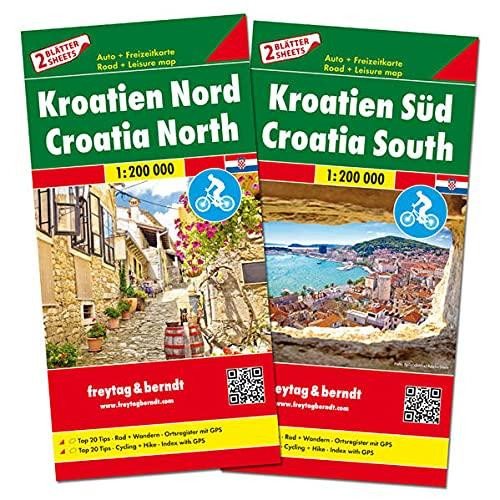 Chorvatsko 1:200 000 cyklomapa, set 2 mapy (Croatia North and South, Road Map Pack with Leisure Guide)