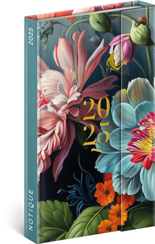 Diář 2025: Květiny - týdenní, magnetický, 13 × 21 cm