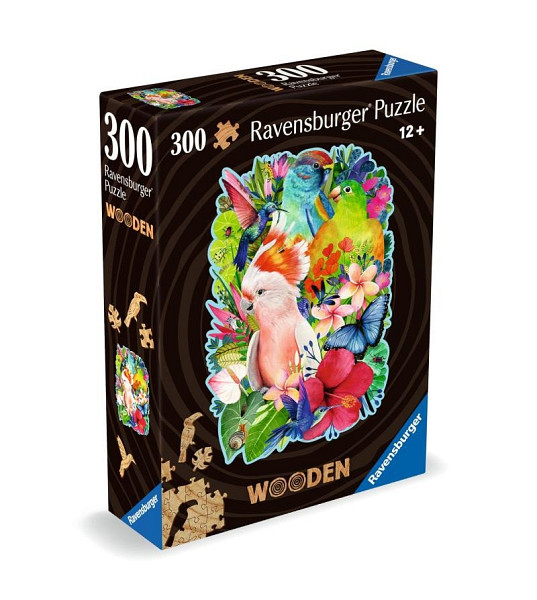 Dřevěné puzzle Barevní papoušci 300 dílků