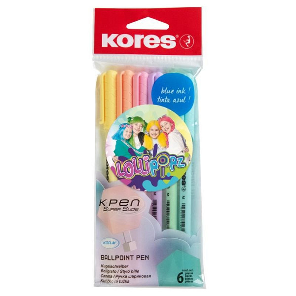 Kuličková pera Kores K0 Pen Pastel LOLLIPOPZ - 6 pastelových barev