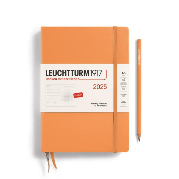 Leuchtturm1917 Weekly Planner & Notebook Medium (A5) 2025 Apricot - tečkovaný