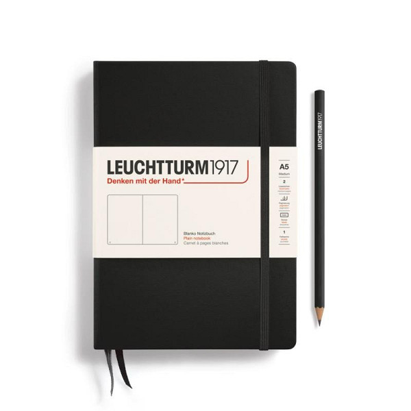 Leuchtturm1917 Zápisník Black Medium A5 čistý