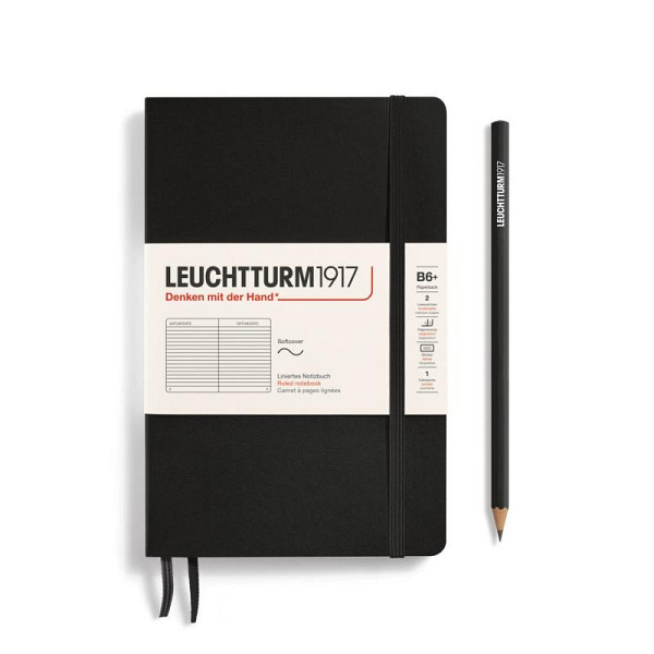 Leuchtturm1917 Zápisník Black Softcover B6+ linkovaný