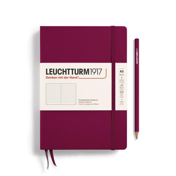 Leuchtturm1917 Zápisník Port Red Medium A5 tečkovaný