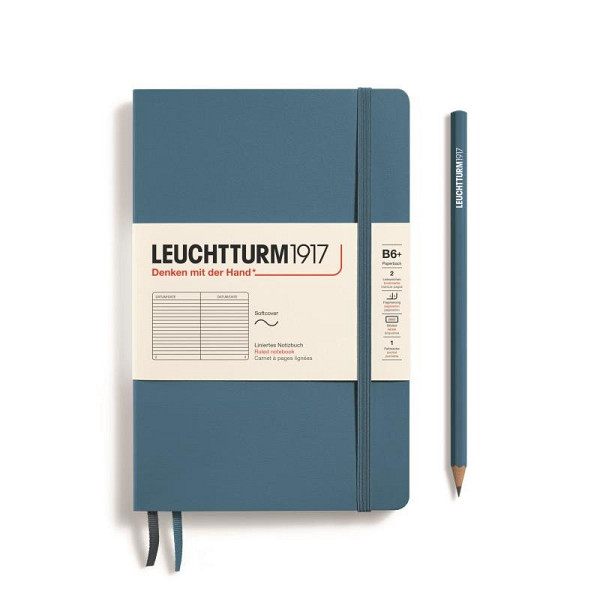 Leuchtturm1917 Zápisník Stone Blue Softcover B6+ linkovaný