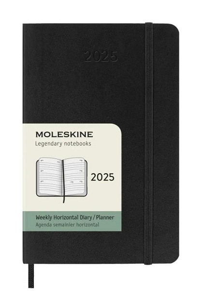 Moleskine Horizontální diář 2025 černý S, týdenní, tvrdý