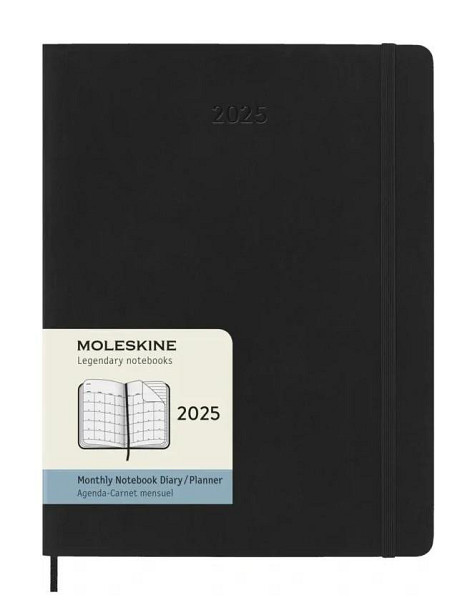 Moleskine Měsíční diář 2025 černý XL, měkký