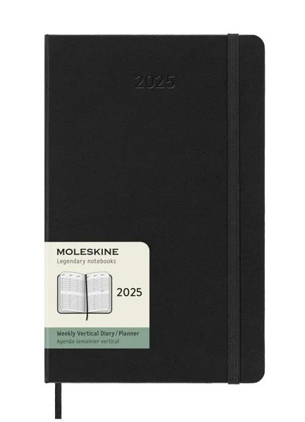 Moleskine Vertikální diář 2025 černý L, týdenní, tvrdý