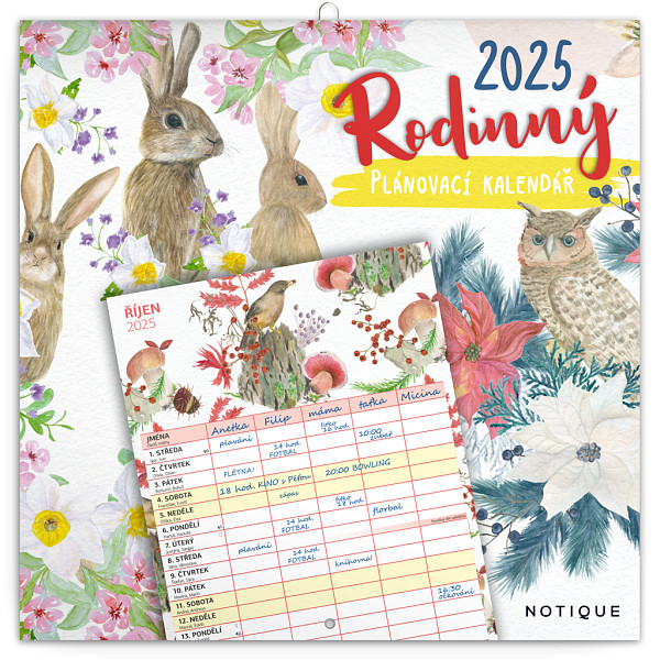 NOTIQUE Rodinný plánovací kalendář 2025, 30 x 30 cm