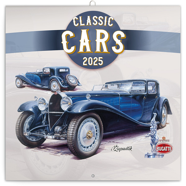 NOTIQUE Poznámkový kalendář Classic Cars – Václav Zapadlík, 2025, 30 x 30 cm