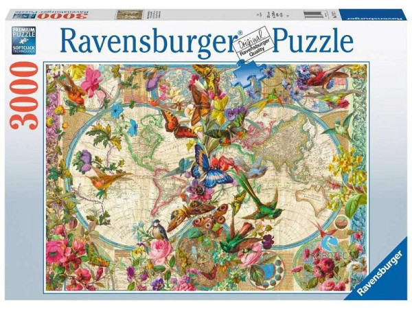 Ravensburger Puzzle Motýlí mapa světa 3000 dílků