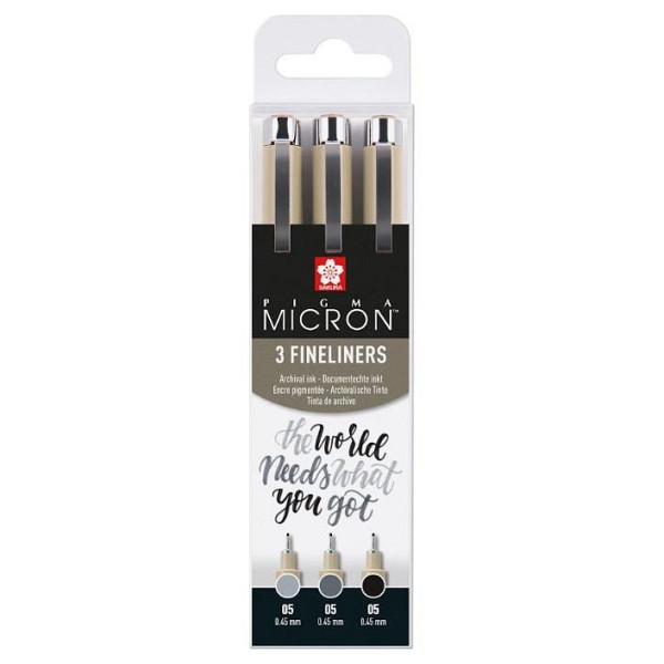 Sakura Set Pigma Micron Black and Gray 3 ks