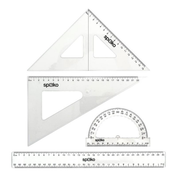 Spoko sada pravítek 4 ks - transparentní
