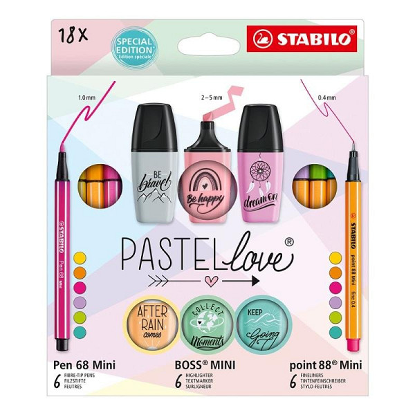 STABILO Pastellove - linery, fixy, zvýrazňovače 18 ks