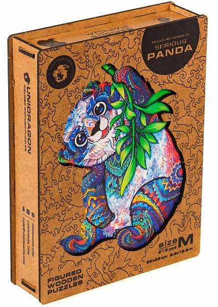 Unidragon dřevěné puzzle - Panda velikost M