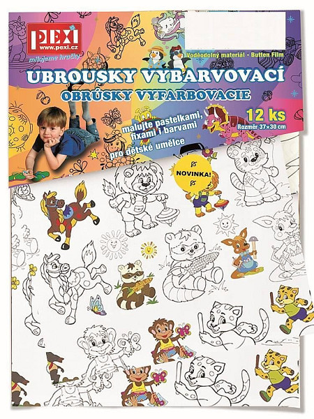 Vybarvovací ubrousky Zoo 12 kusů